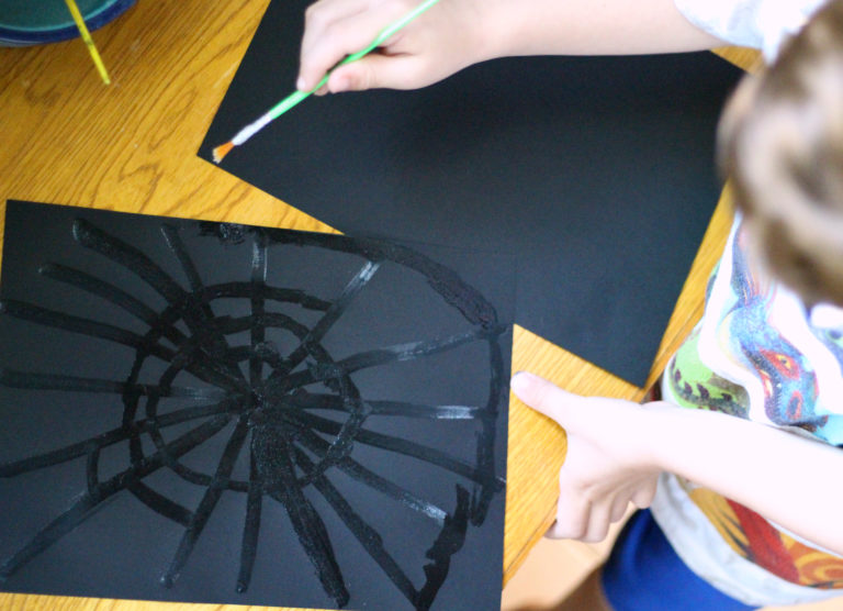 Halloween Craft Time:  Sparkly Spiderwebs
