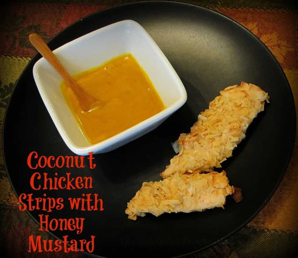 Coconut Chicken Strips with Honey Mustard