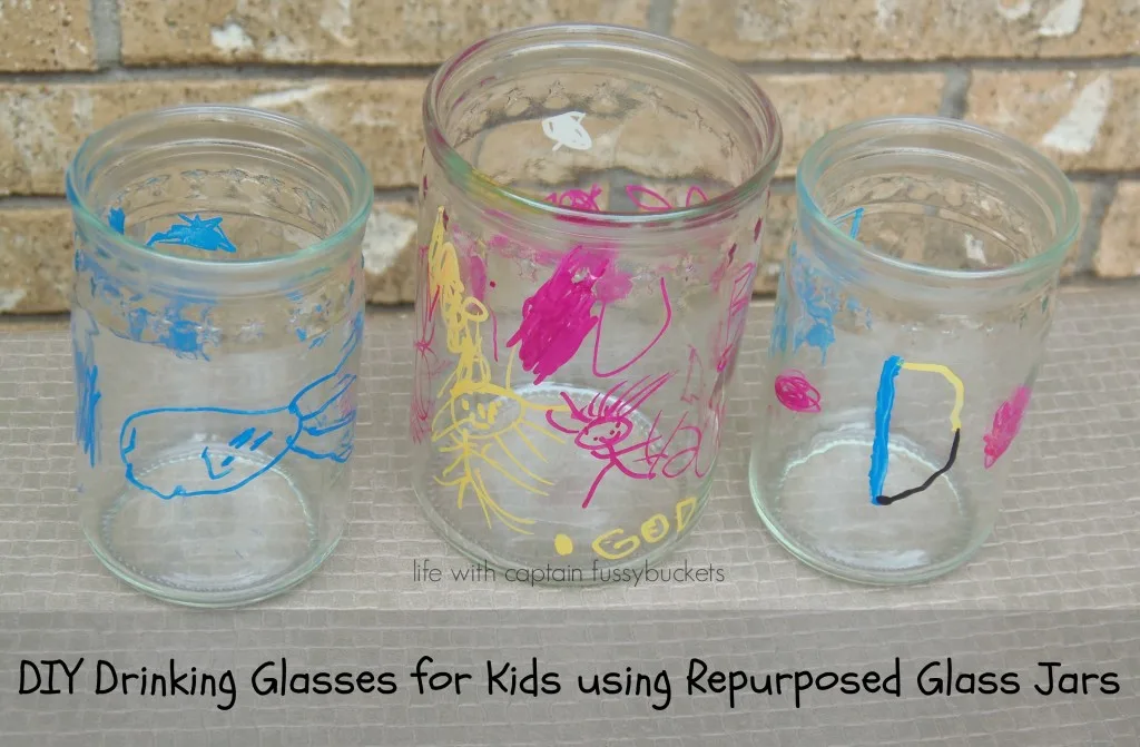 DIY Drinking Glass for Kids using Repurposed Glass Jars