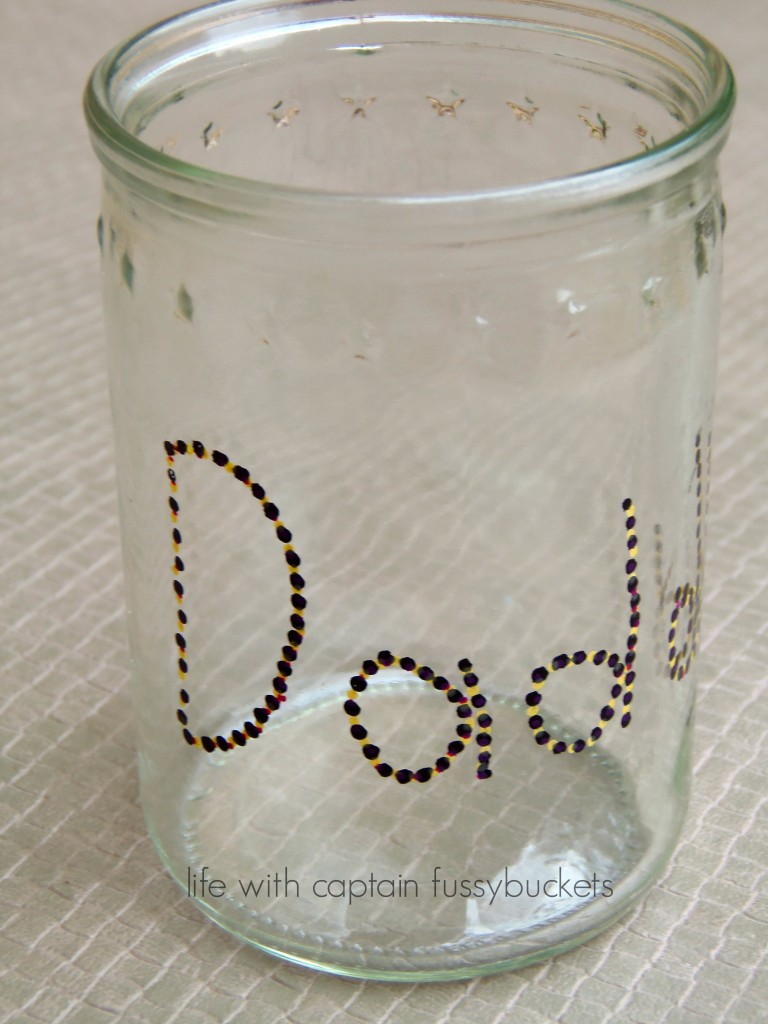 DIY father's day Drinking Glass using Repurposed Glass Jars