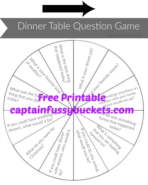 Make Family Dinners Special with this free Dinner Table Question Game printable #BlakesAllNatural ad #cbias Dinner Table Question Game
