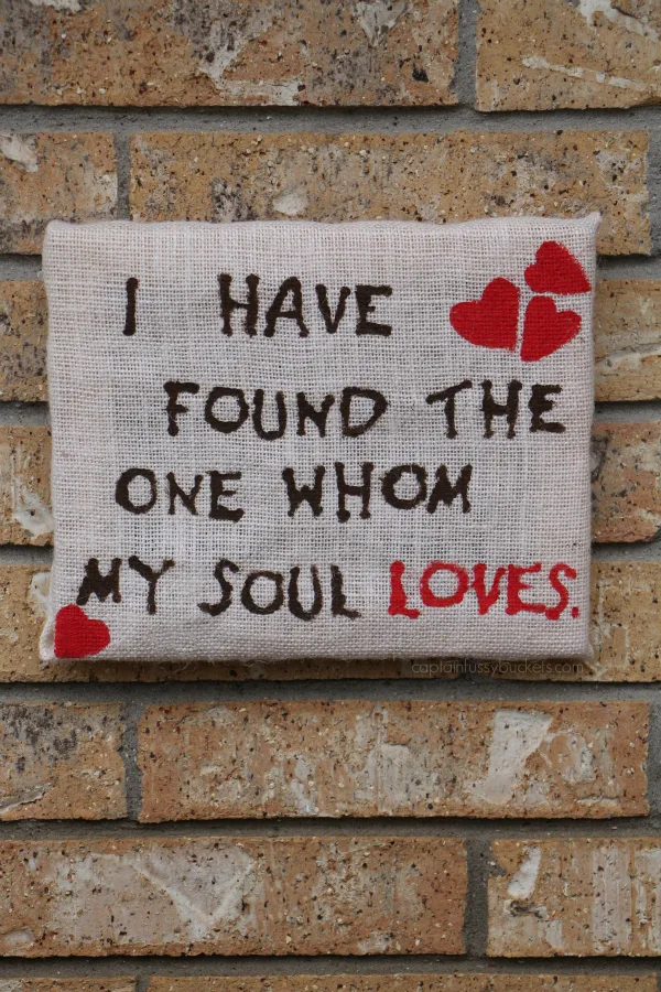 Valentine's Day Verse on Burlap