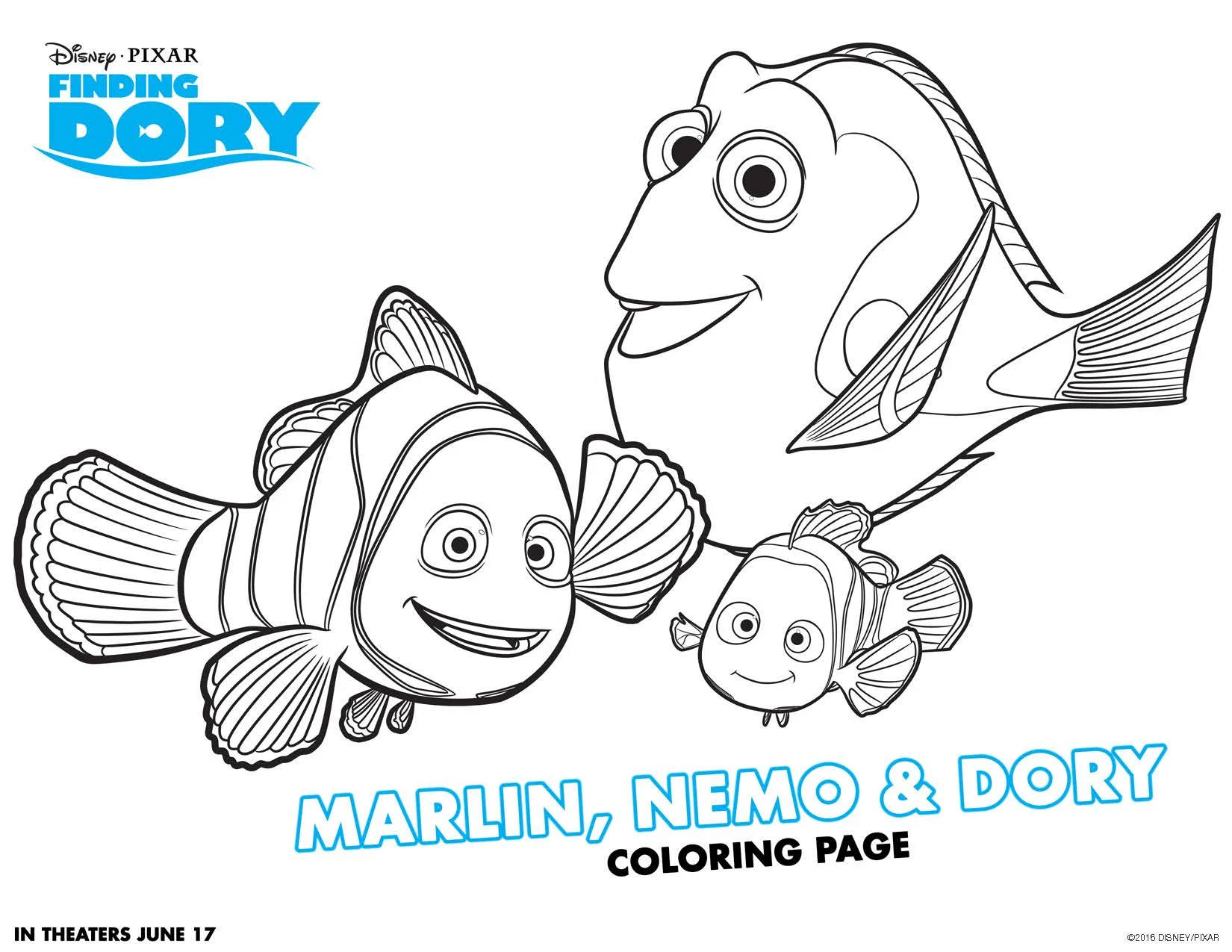 Finding Dory coloring pages