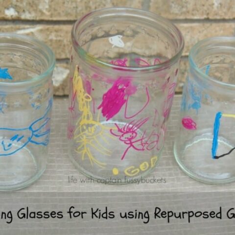 DIY Drinking Glass for Kids using Repurposed Glass Jars
