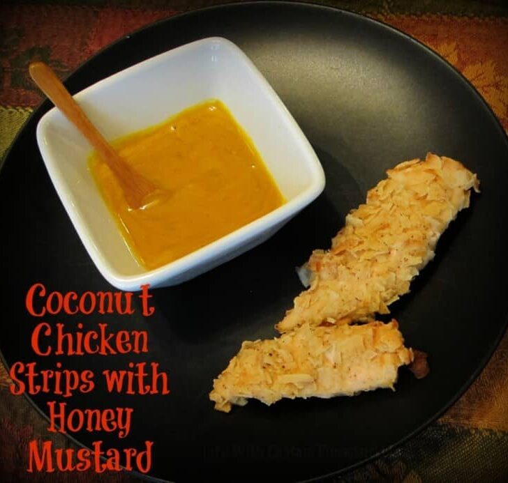 Coconut Chicken Strips with Honey Mustard