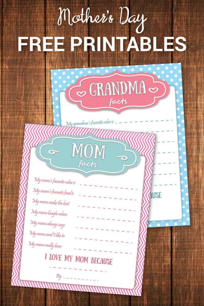 Fun Mother's Day Printables - Mom and Grandma Facts Sheets
