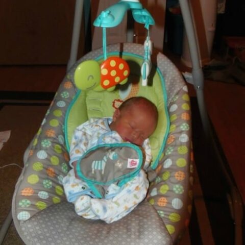 Baby Brother Loves His Bright Starts Baby Swing!