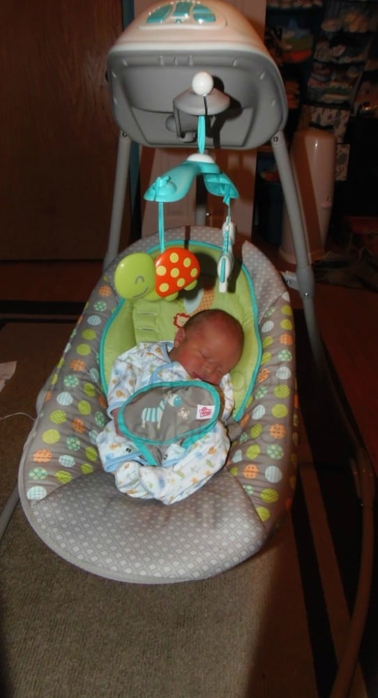 Baby Brother Loves His Bright Starts Baby Swing!