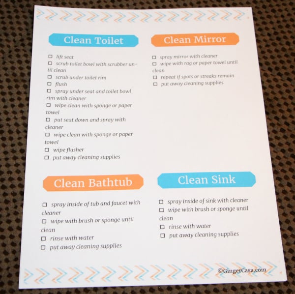 Bathroom Cleaning Kit for Kids {Free Printable Bathroom Cleaning Checklist  for Kids} - Happy Brown House