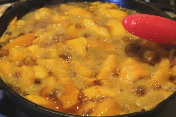 nectarine cobbler cooking