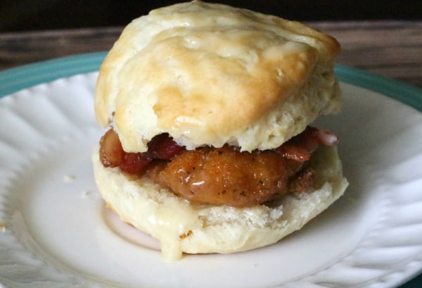 Honey Butter Chicken Bacon Biscuits - Breakfast for Dinner!