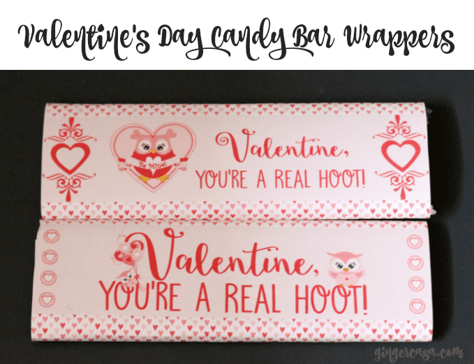 owl valentine's day candy bar wrapper printables