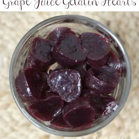 Homemade Grape Juice Gelatin Hearts 