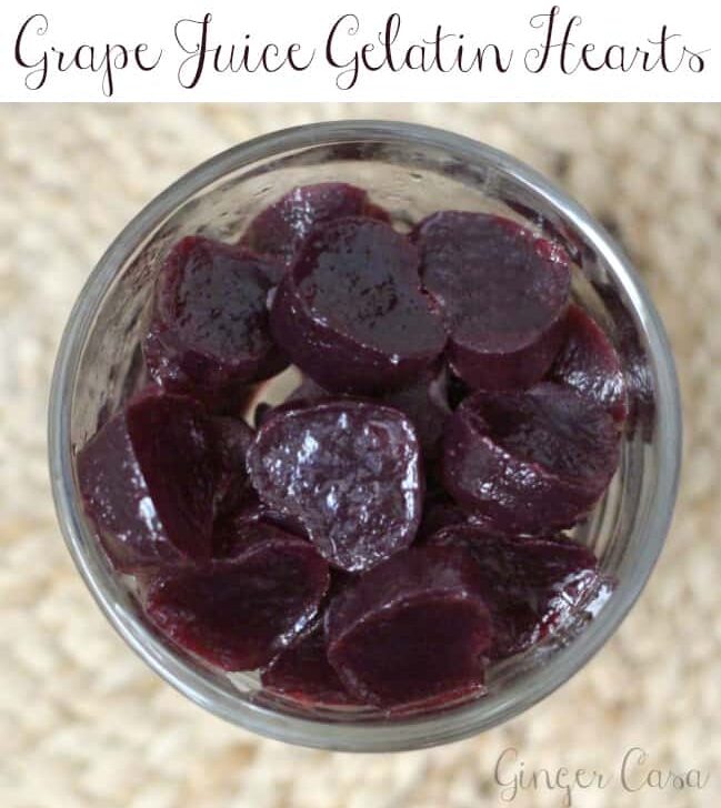 Homemade Grape Juice Gelatin Hearts
