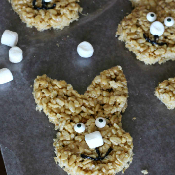 Peanut Butter Rice Krispie Treat Bunnies (With A Sunflower Seed Butter Alternative!)