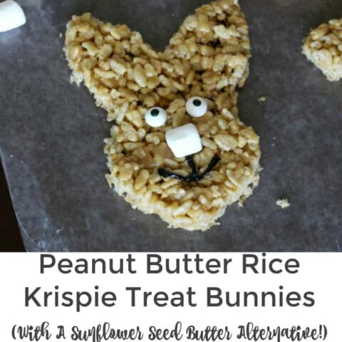 Peanut Butter Rice Krispie Treat Bunnies (With A Sunflower Seed Butter Alternative!)