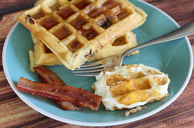Make Bacon Waffles With Chocolate Chips & Waffle Eggs For Father’s Day