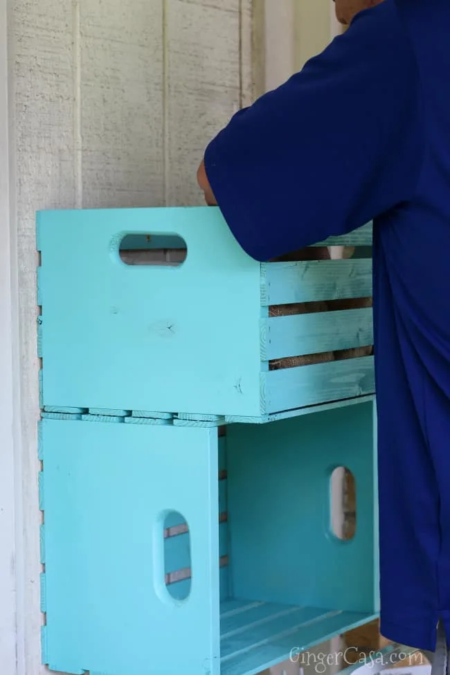 hanging wooden crates