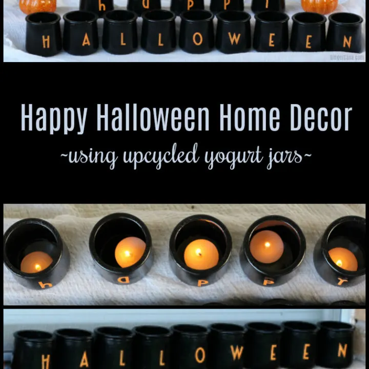 Happy Halloween Jars With Tealights Using Upcycled Yogurt Jars