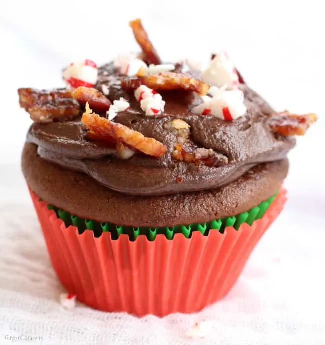 peppermint candied bacon cupcakes