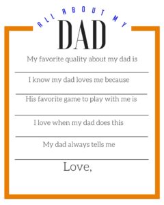 all about my dad printable