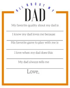 all about my dad printable