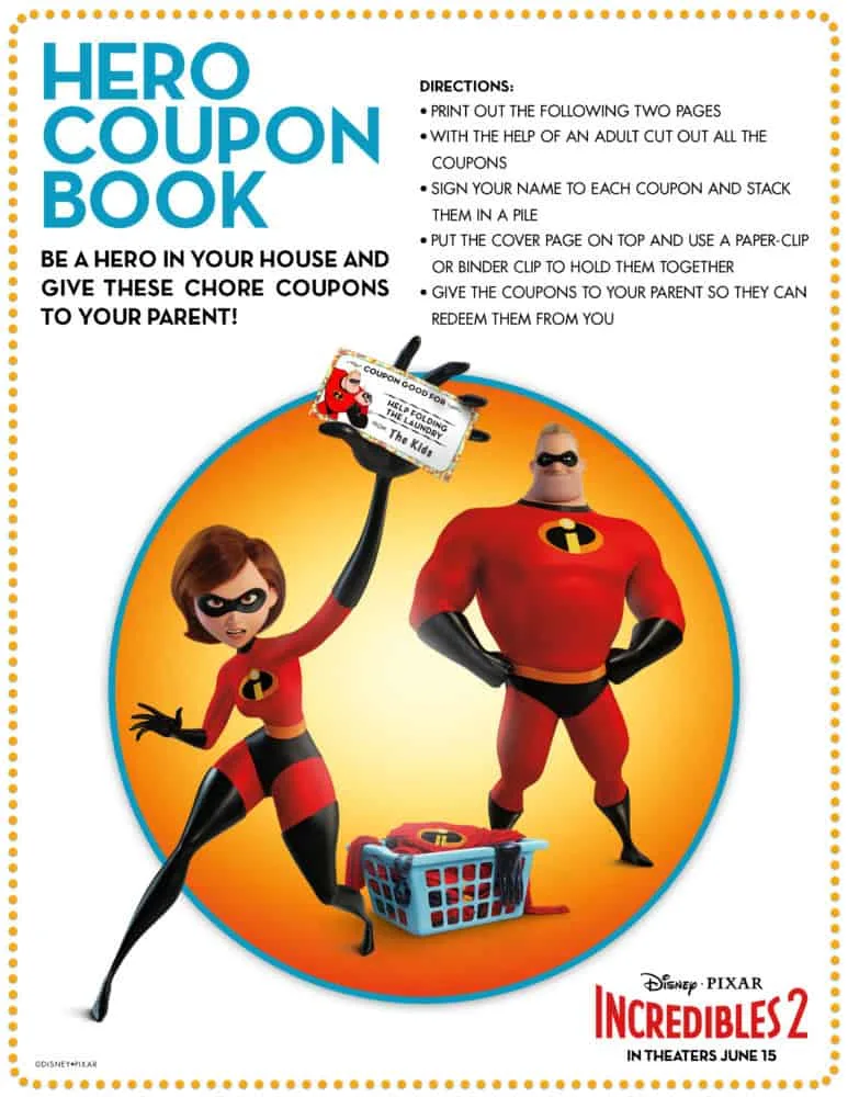 incredibles 2 hero coupon book