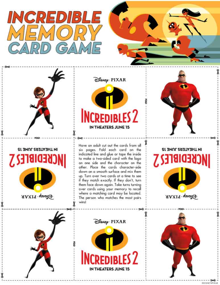 incredibles 2 memory game