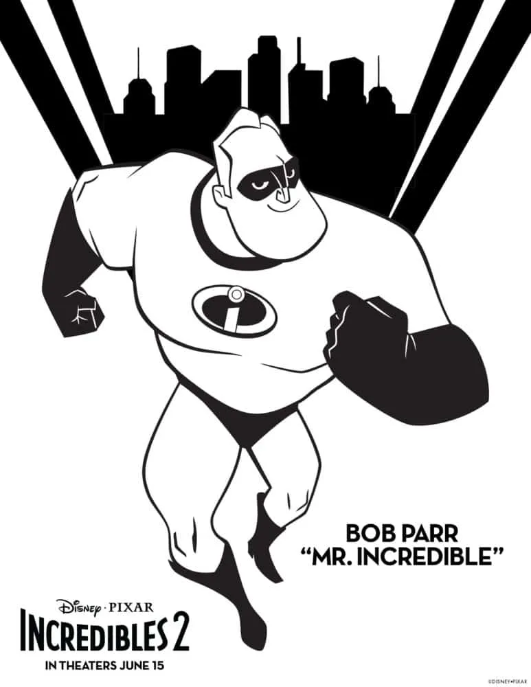 incredibles 2 mr. incredible coloring page