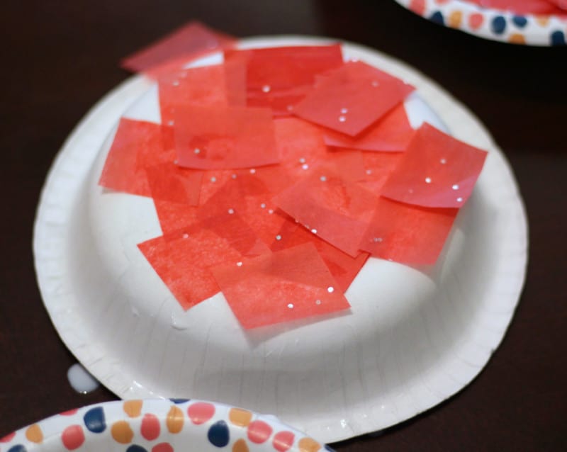 tissue paper apple craft for kids