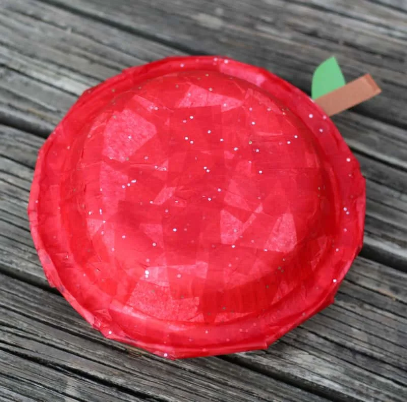 tissue paper apple craft for kids