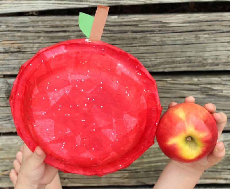 tissue paper apple craft for kids
