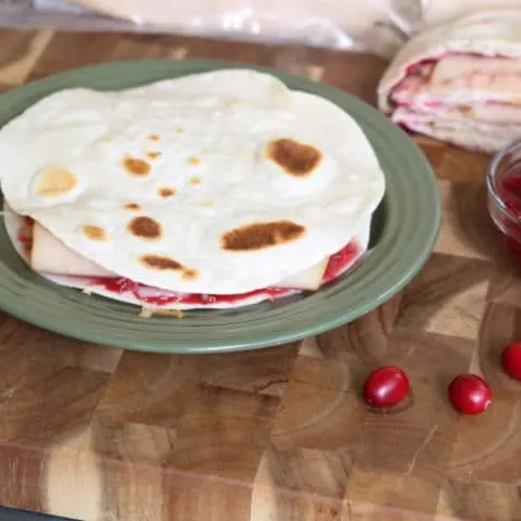 Turkey Cranberry Quesadillas with Cranberry Salsa