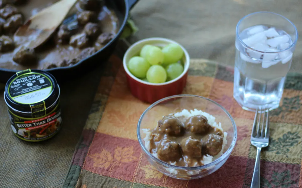 meatballs and gravy over rice better than bouillon 