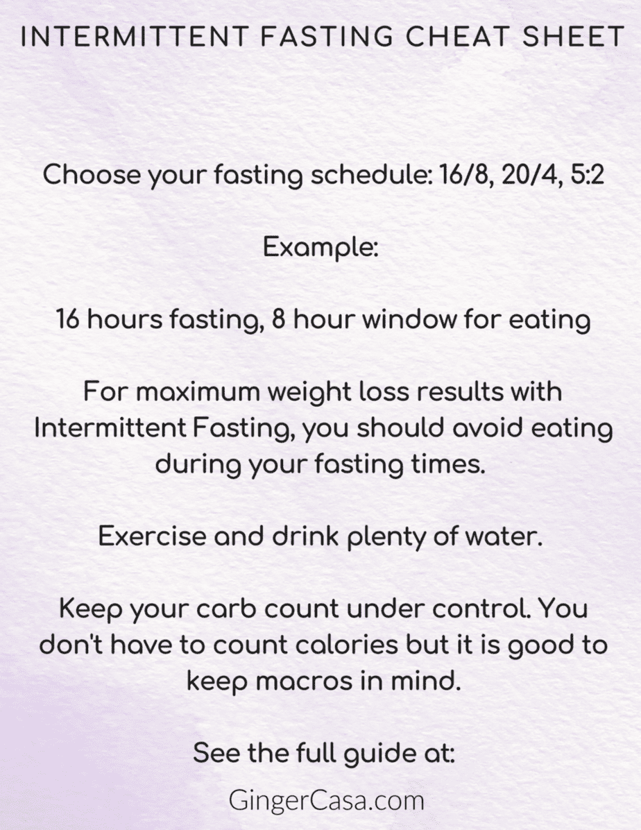 intermittent fasting cheat sheet printable purple