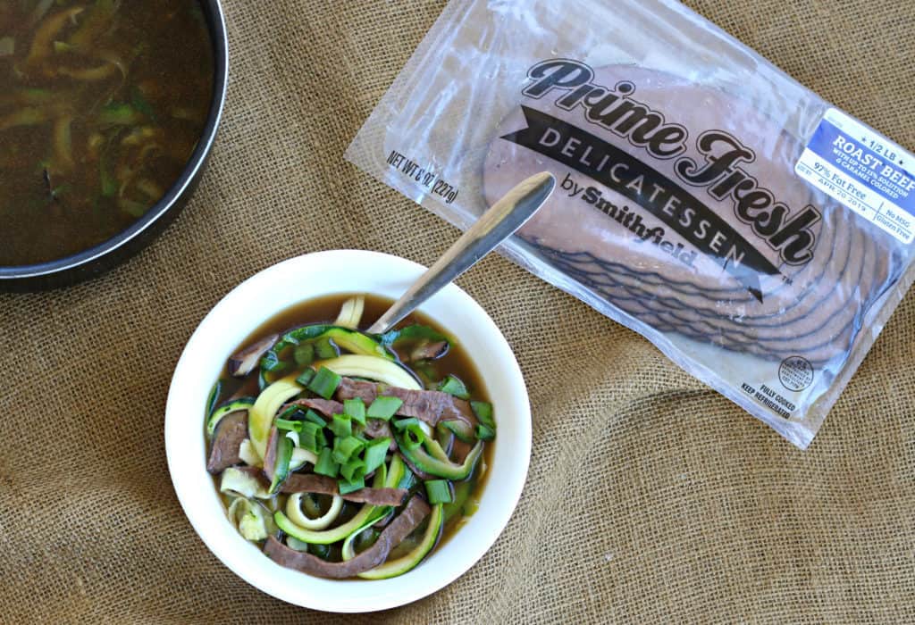 prime fresh roast beef zoodle soup