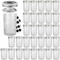 Mason Jars 8OZ, VERONES 8 OZ Canning Jars Jelly Jars With Regular Lids and Bands, Ideal for Jam, Honey, Wedding Favors, Shower Favors, Baby Foods, 30 PACK