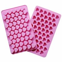 CIMERAC Silicone Mold Mini Heart Shape Silicone Ice Cube Molds Trays/Chocolate Mold Pink Set of Two