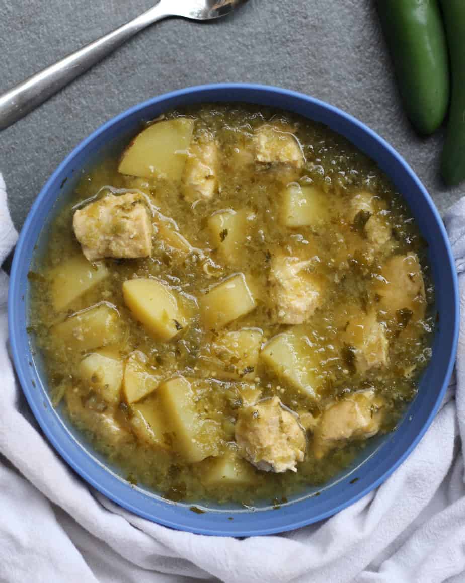 crock pot chicken verde with potatoes