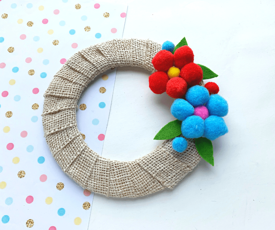 flower pom pom wreath tutorial