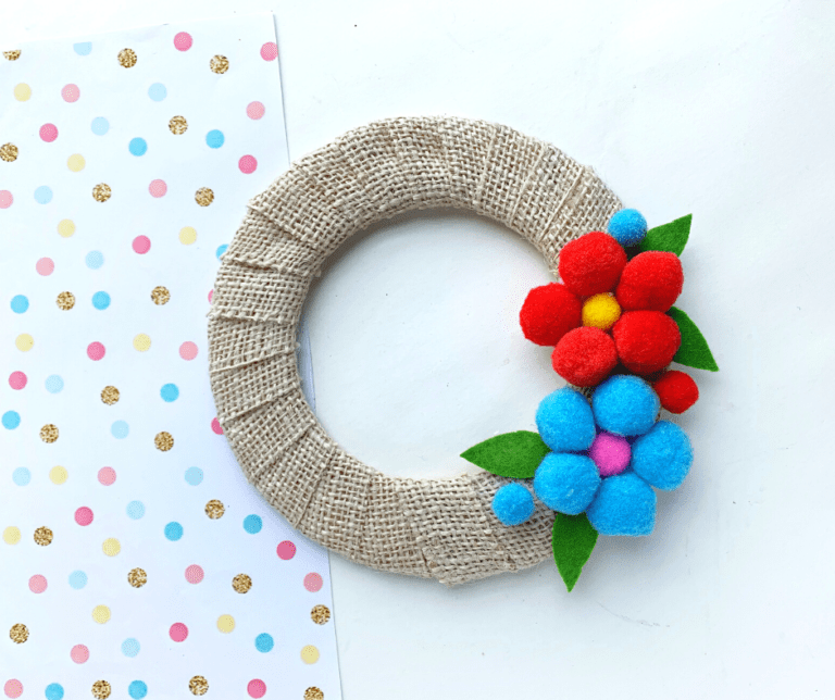 Flower Pom Pom Wreath DIY Craft Tutorial