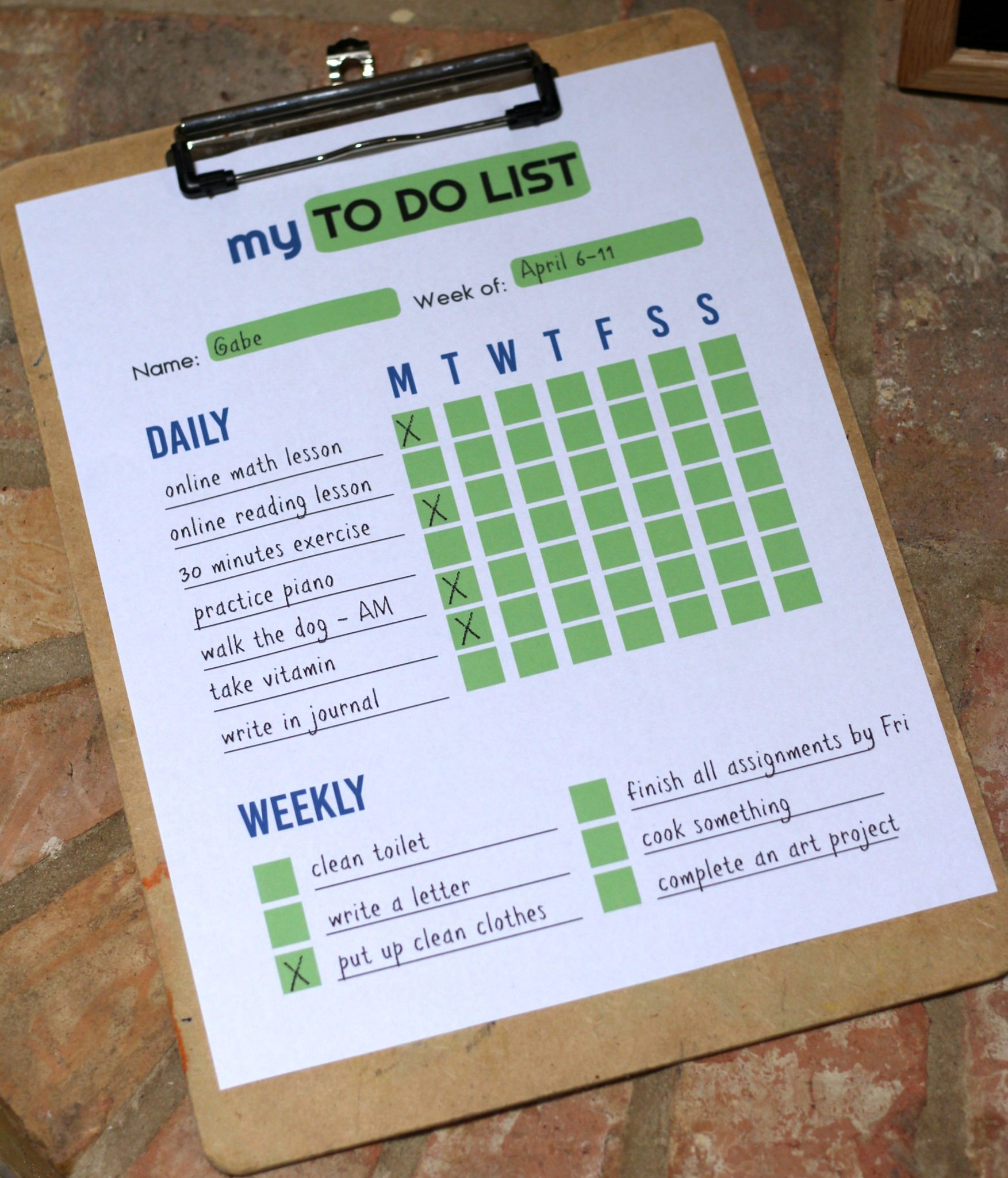 Checklist Printable To Do List Teaches Responsiblity and Ownership