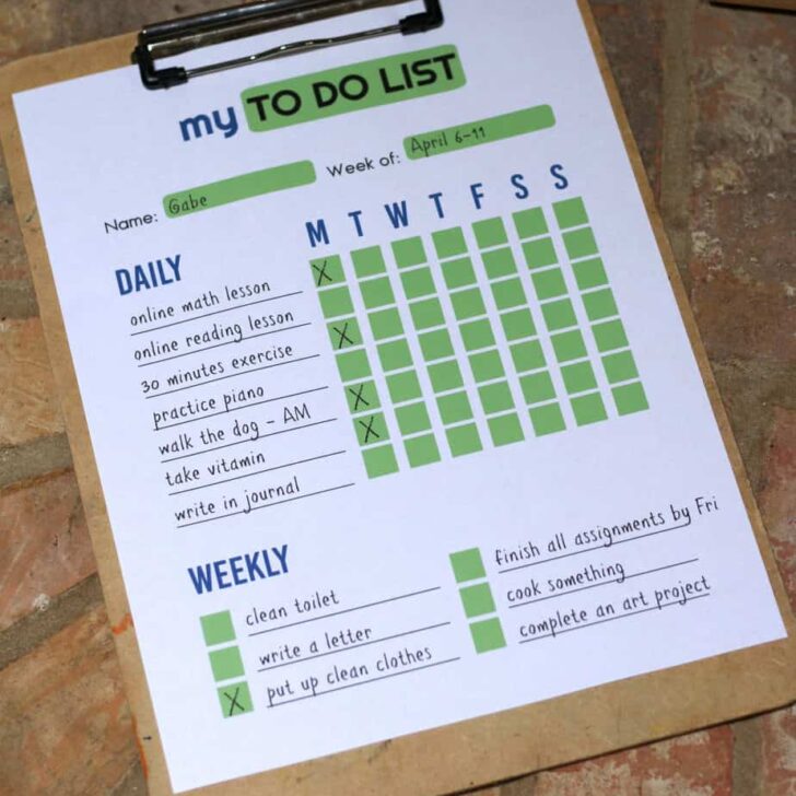 Checklist Printable To Do List – Teaches Kids Responsibility and Ownership