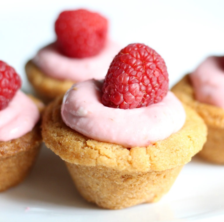 Raspberry Cheesecake Cookie Cups - An Easy Spring Dessert!