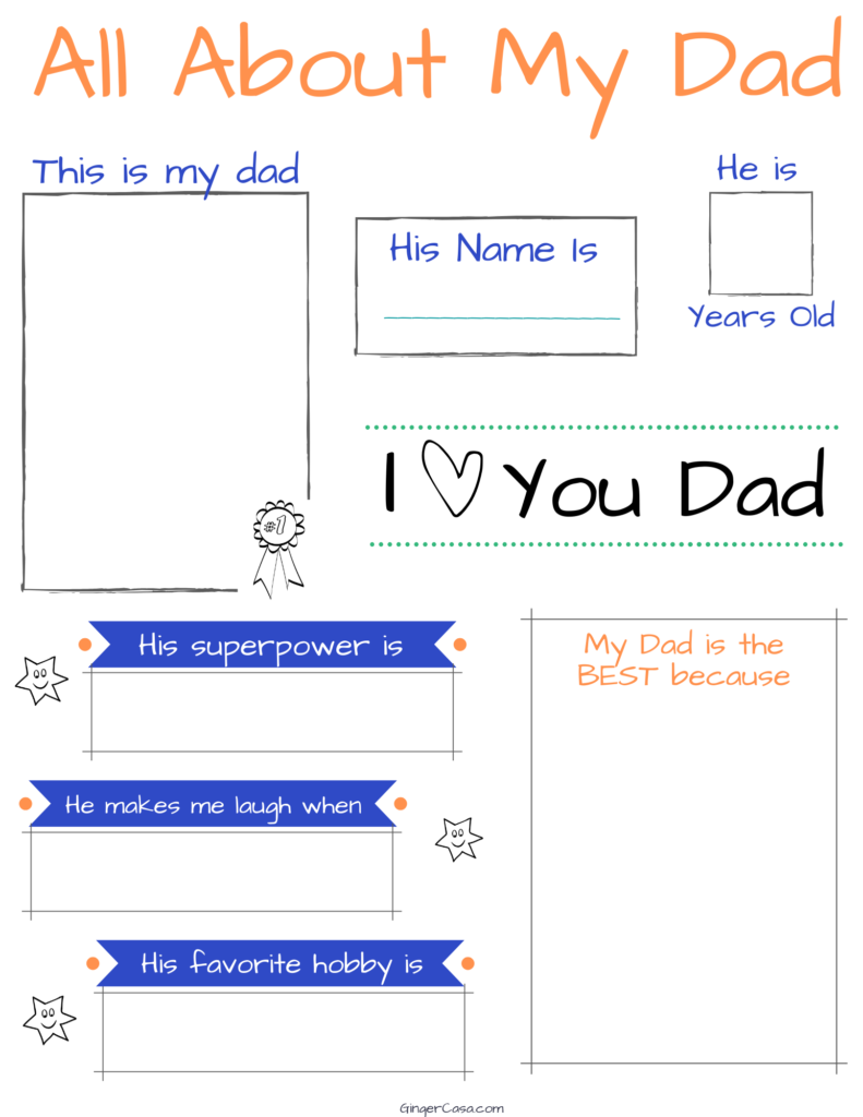 father's day printables all about my dad