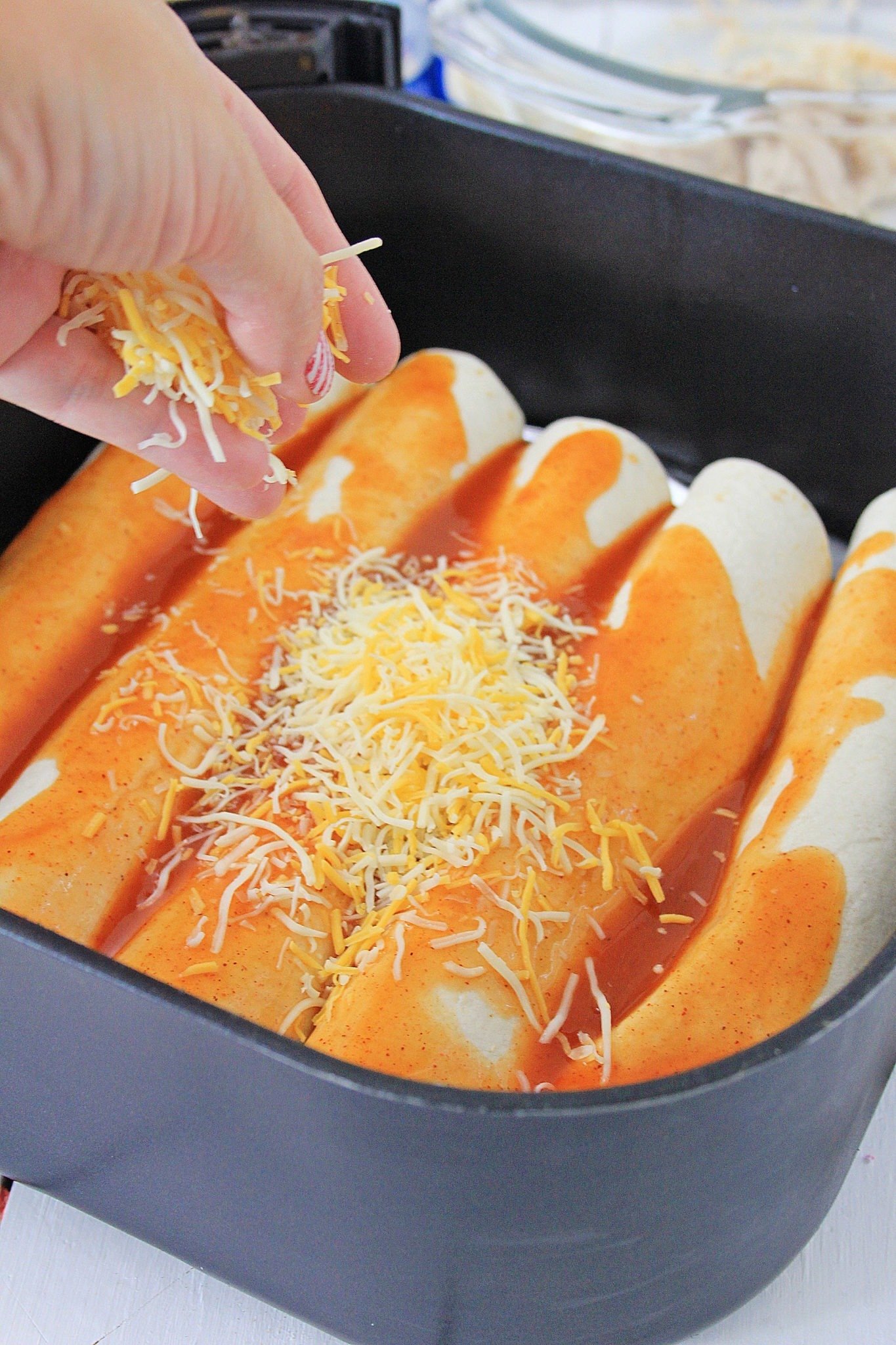 Air Fryer Chicken Enchiladas Quick and Easy Lunch Idea!