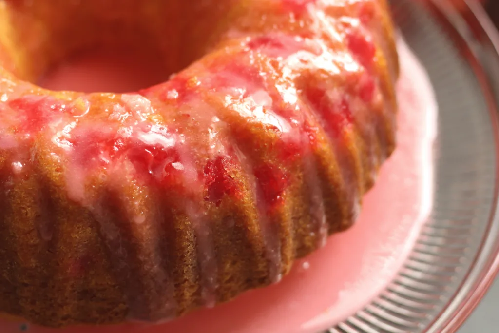 shirley temple cake with grenadine glaze