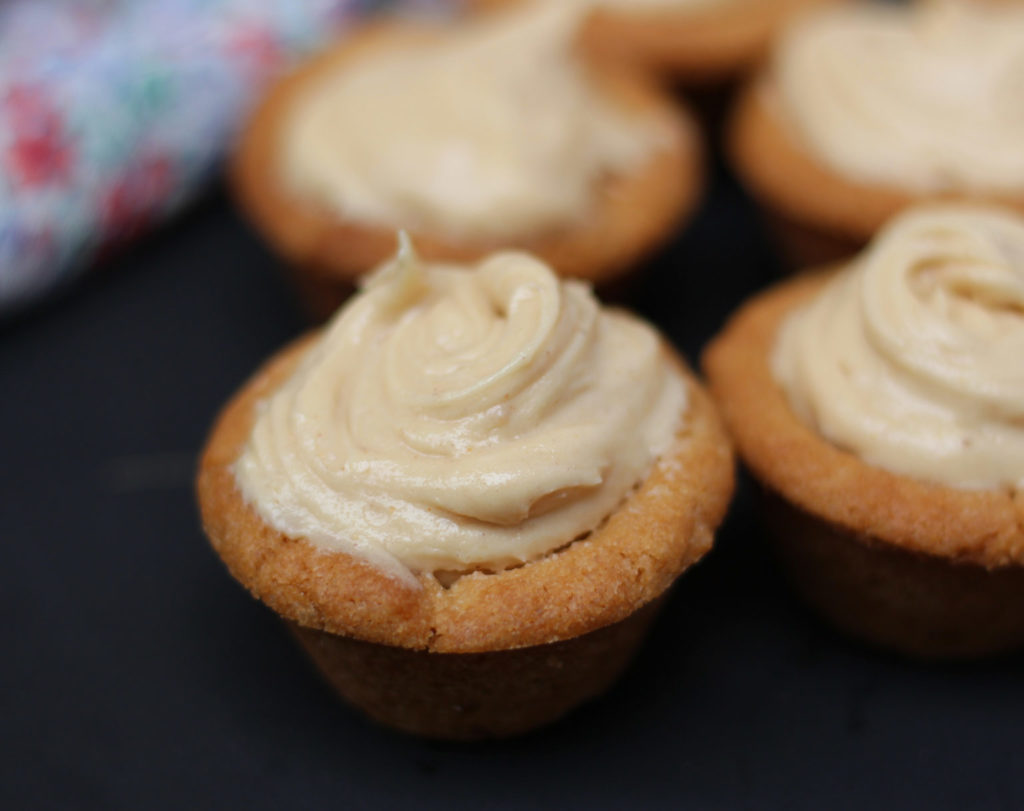 peanut butter cookie cups with peanut butter icing