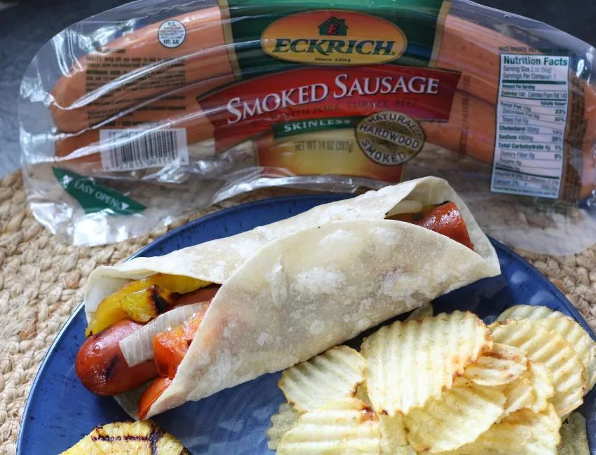 Eckrich smoked sausage - Grilled Sausage Wrap with Veggies