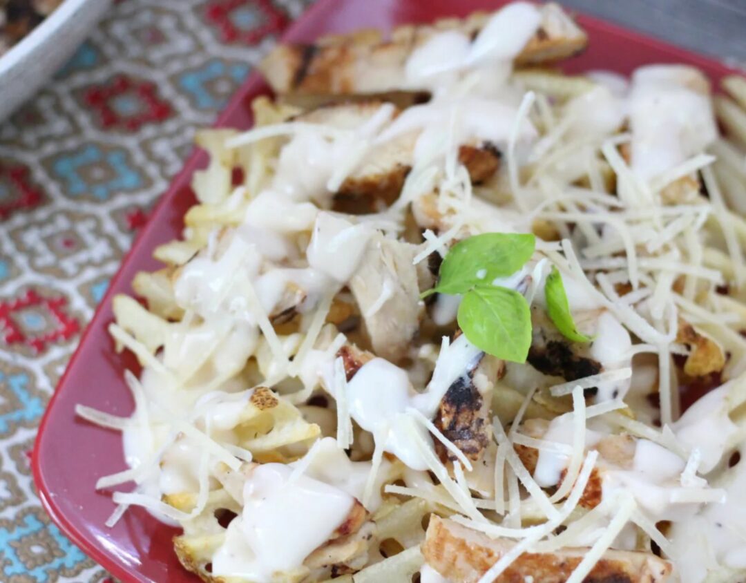 Grilled Chicken Alfredo Fries Quick & Delicious Family Meal!